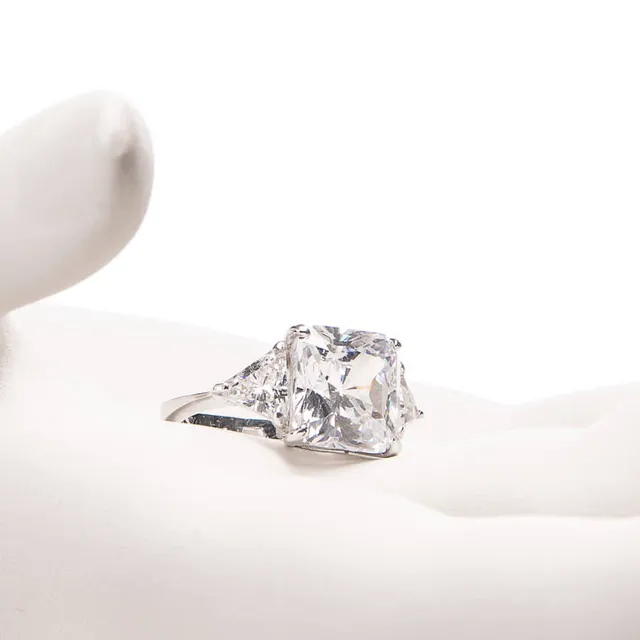 Chic Ad Hoc Anelli Solitario zircone quadrato anello argento donna