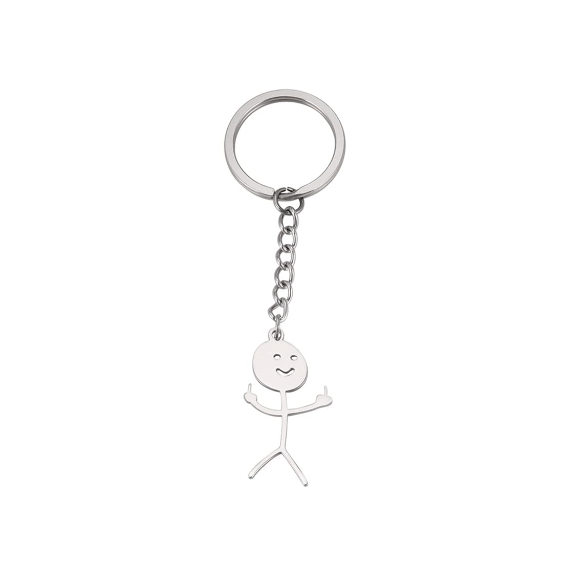 Eueavan Keyrings portachiavi dito medio argento smile