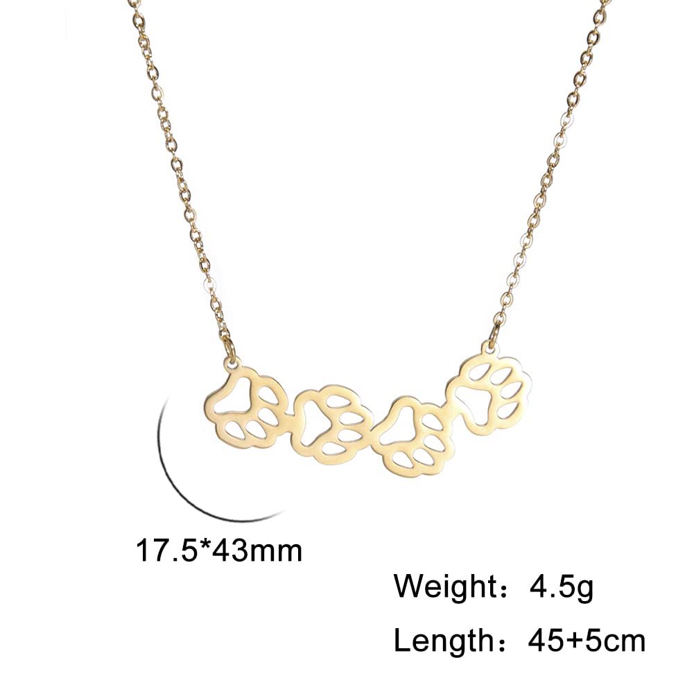 Eueavan Collana Zampa Cane Ciondolo 45+5 cm Argento