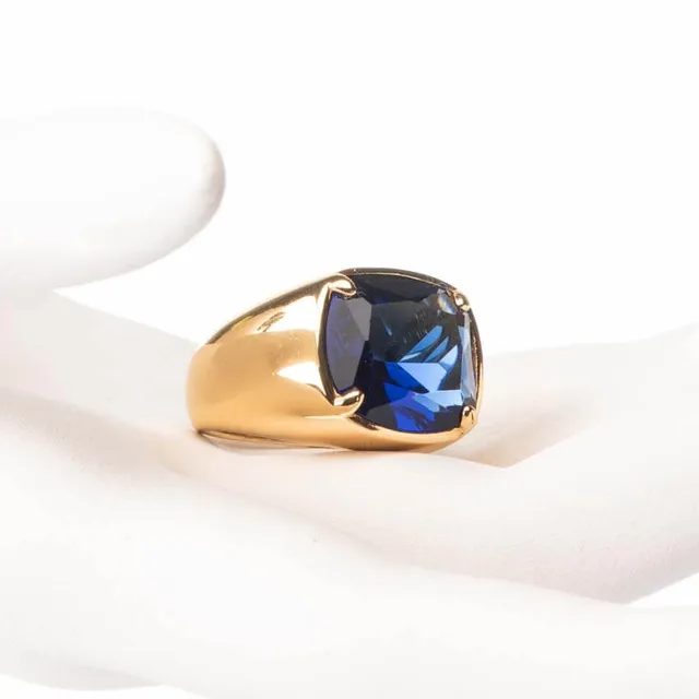 Chic Ad Hoc Anello Pietra Blu Zaffiro Oro Argento
