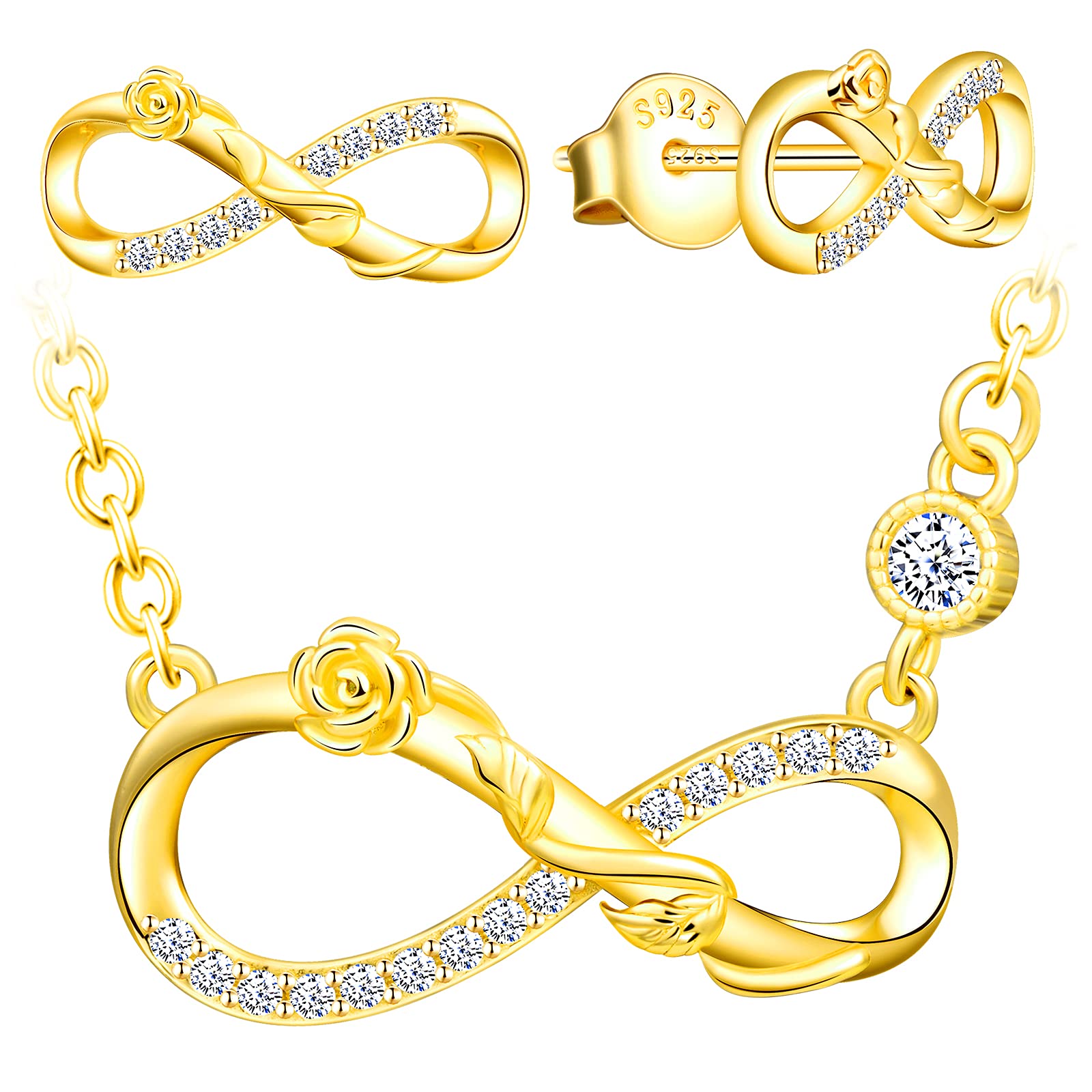 Infinionly Fashion Necklaces parure C argento 925 infinito fiore