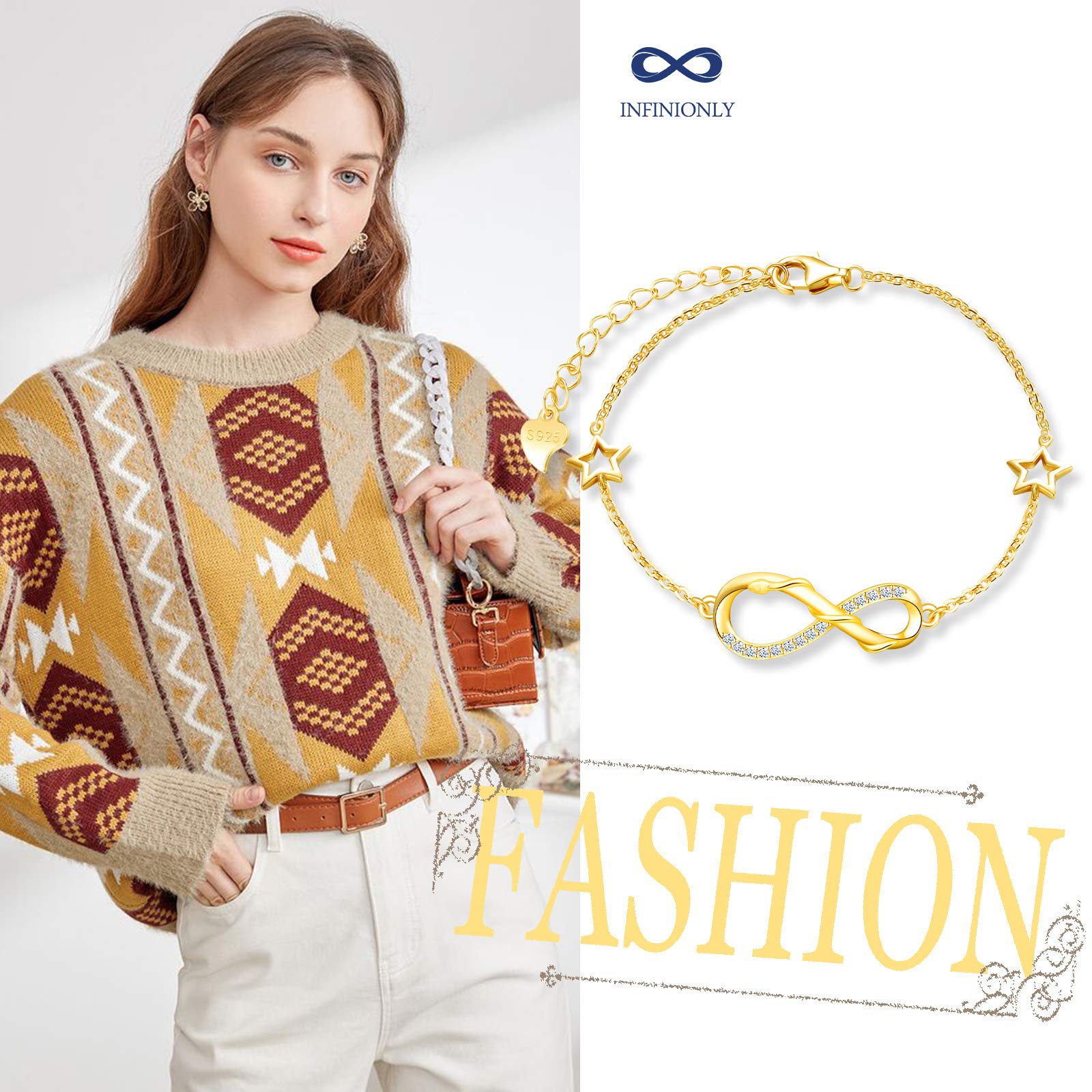 INFINIONLY Fashion Bracelets bracciale argento C-stella serpente