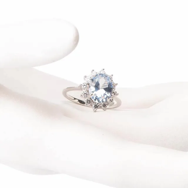 Chic Ad Hoc Anelli Anello fiore acquamarina anello argento crystal
