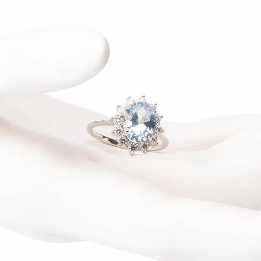 Chic Ad Hoc Anelli Anello fiore acquamarina anello argento crystal