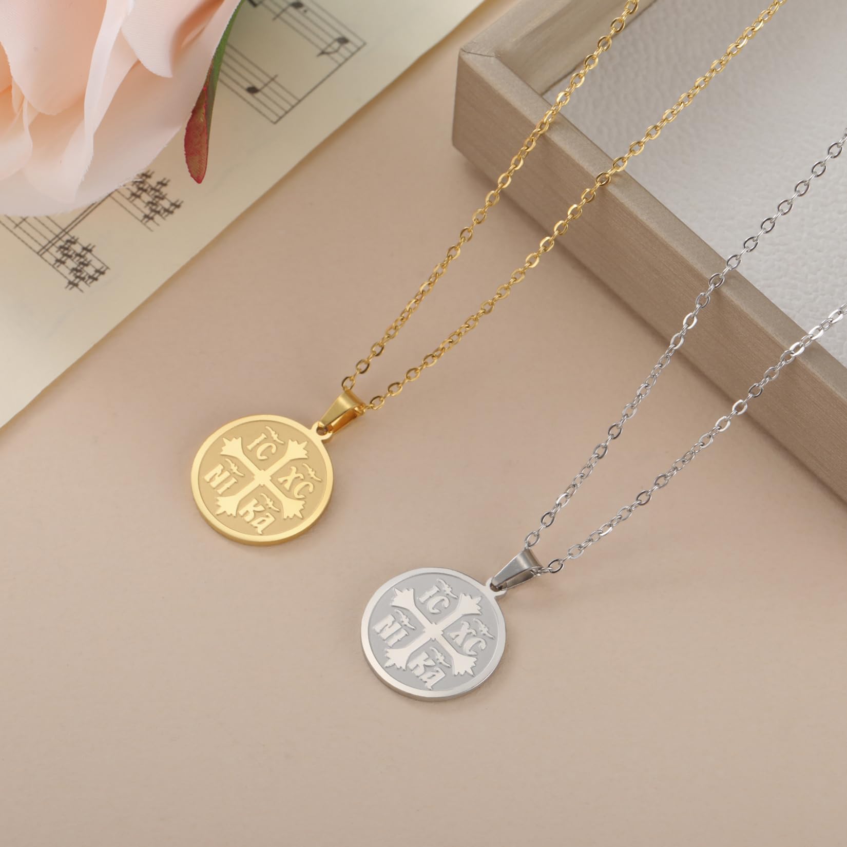 Eueavan Croce Ortodossa Collana Oro IC XC NIKA Religiosa