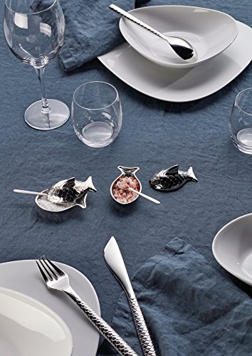 Alessi Colombina Fish FM24 saliera acciaio con cucchiaino