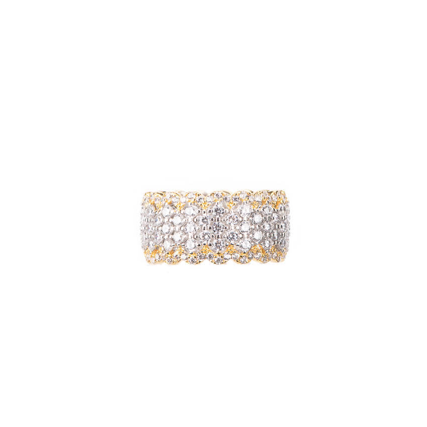 Chic Ad Hoc Anelli Anello Fascia Traforata Bicolore Zirconi