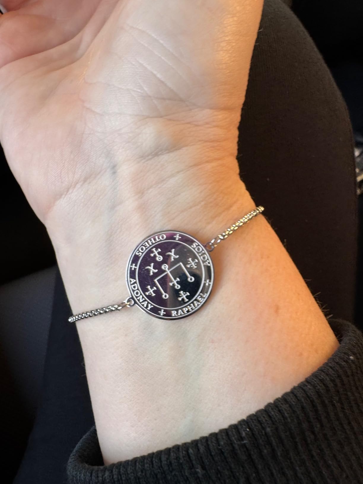 EUEAVAN Bracciale 7 Arcangelo Michael Argento Acciaio