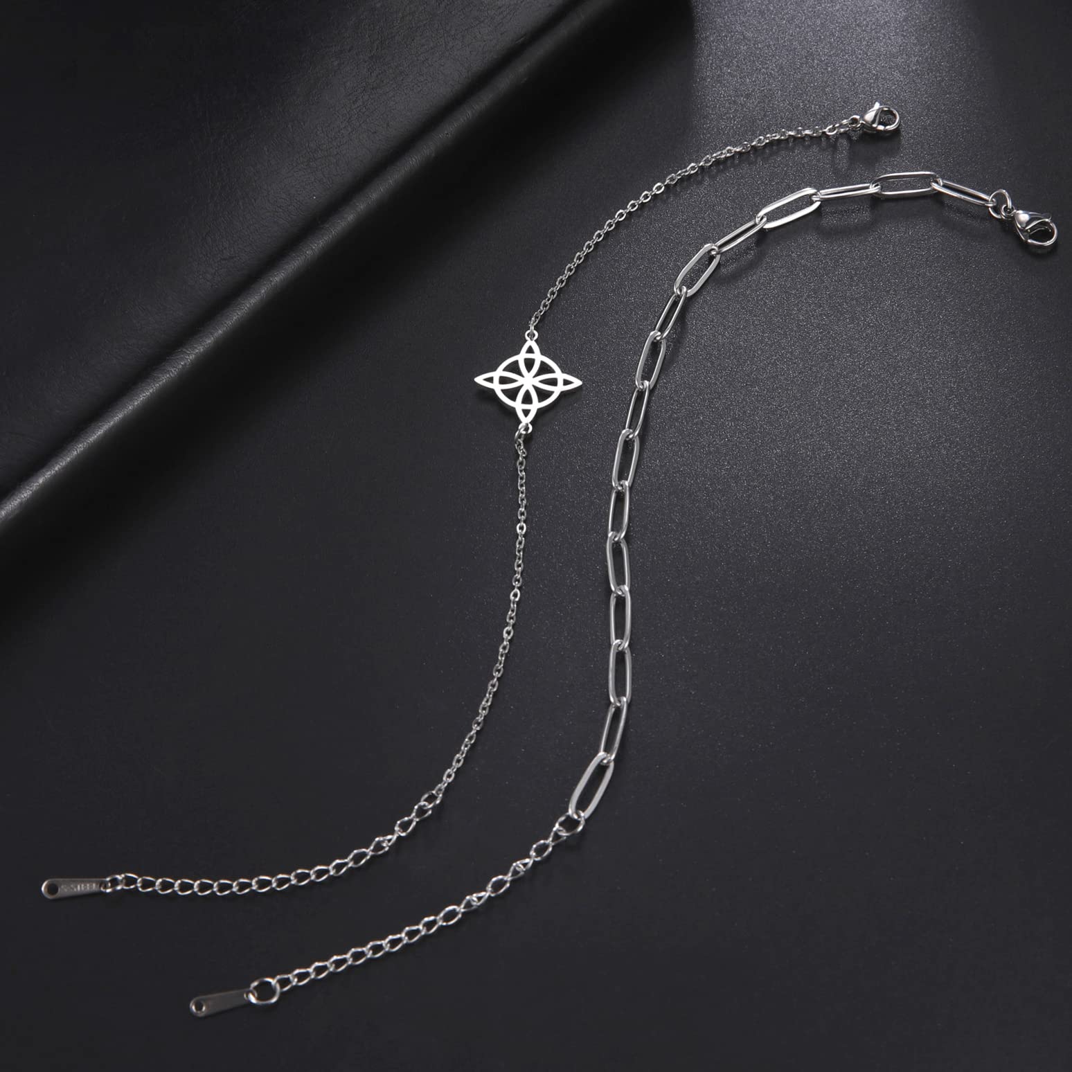 EUEAVAN Bracelets bracciale nodo strega acciaio taglia unica