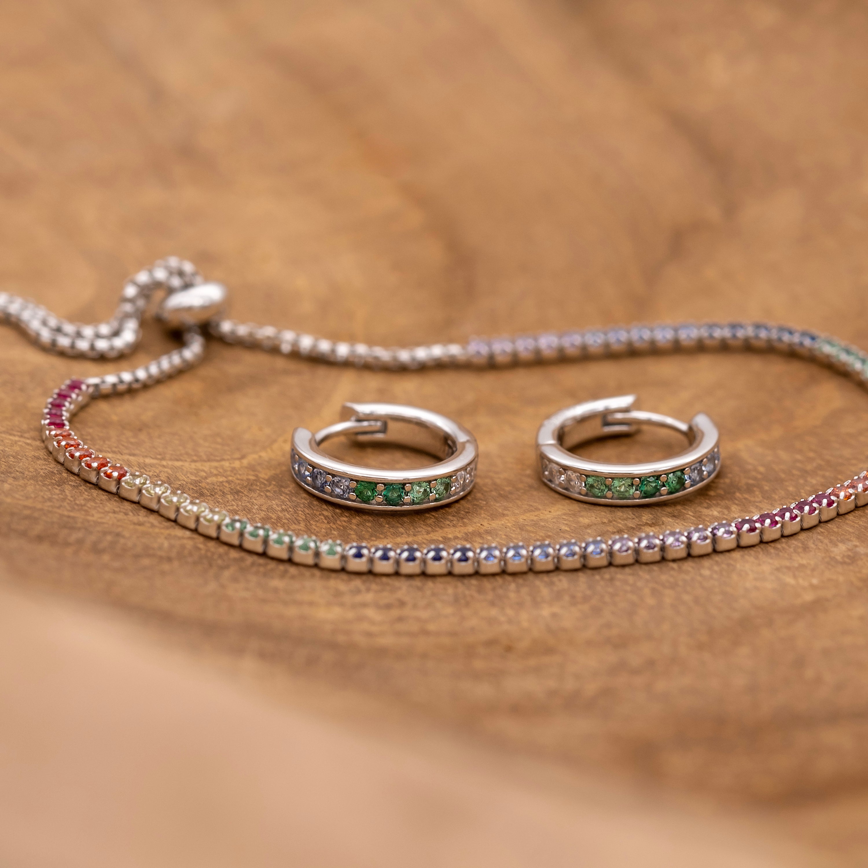 Engelsrufer Creolen orecchini argento zirconia multicolor