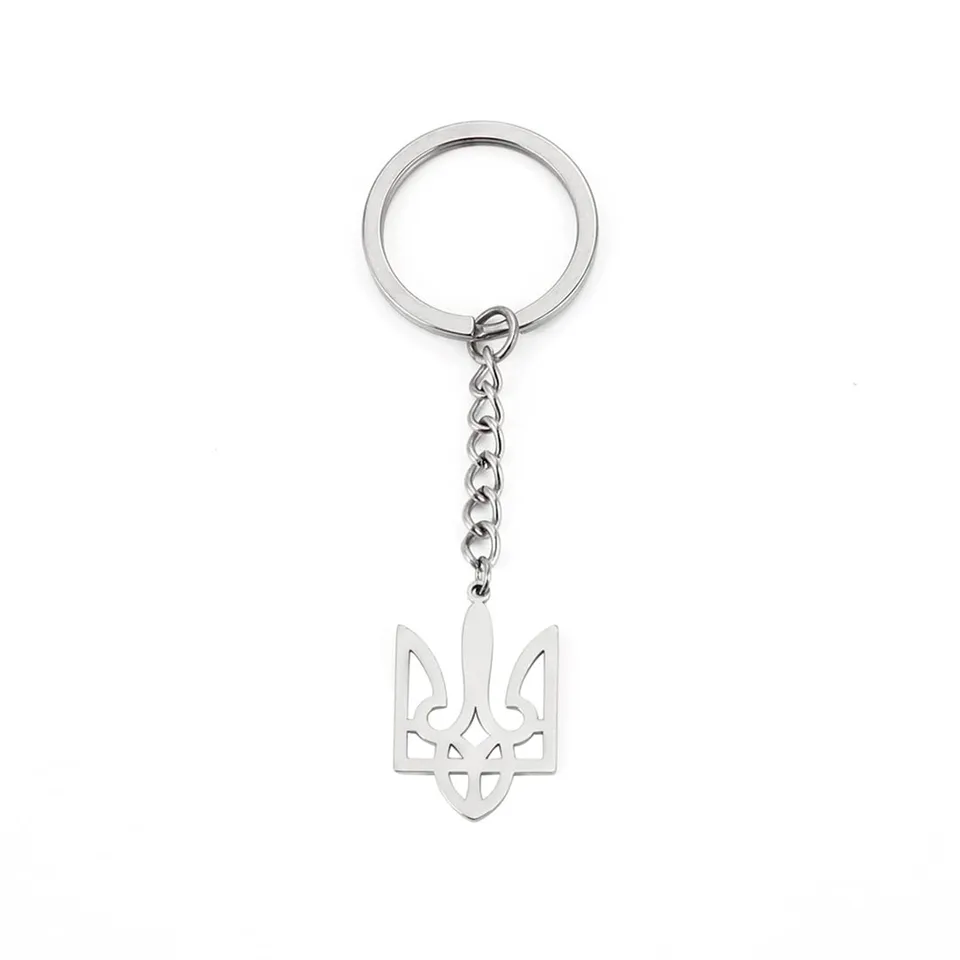 EUEAVAN Keyrings Portachiavi Tridente Ucraina Argento