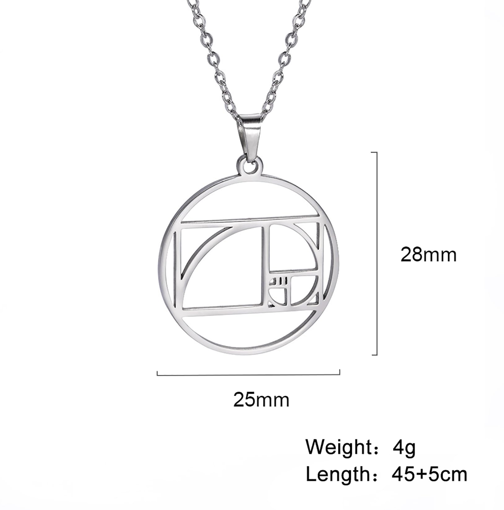 Eueavan Necklaces collana Fibonacci argento spirale aurea