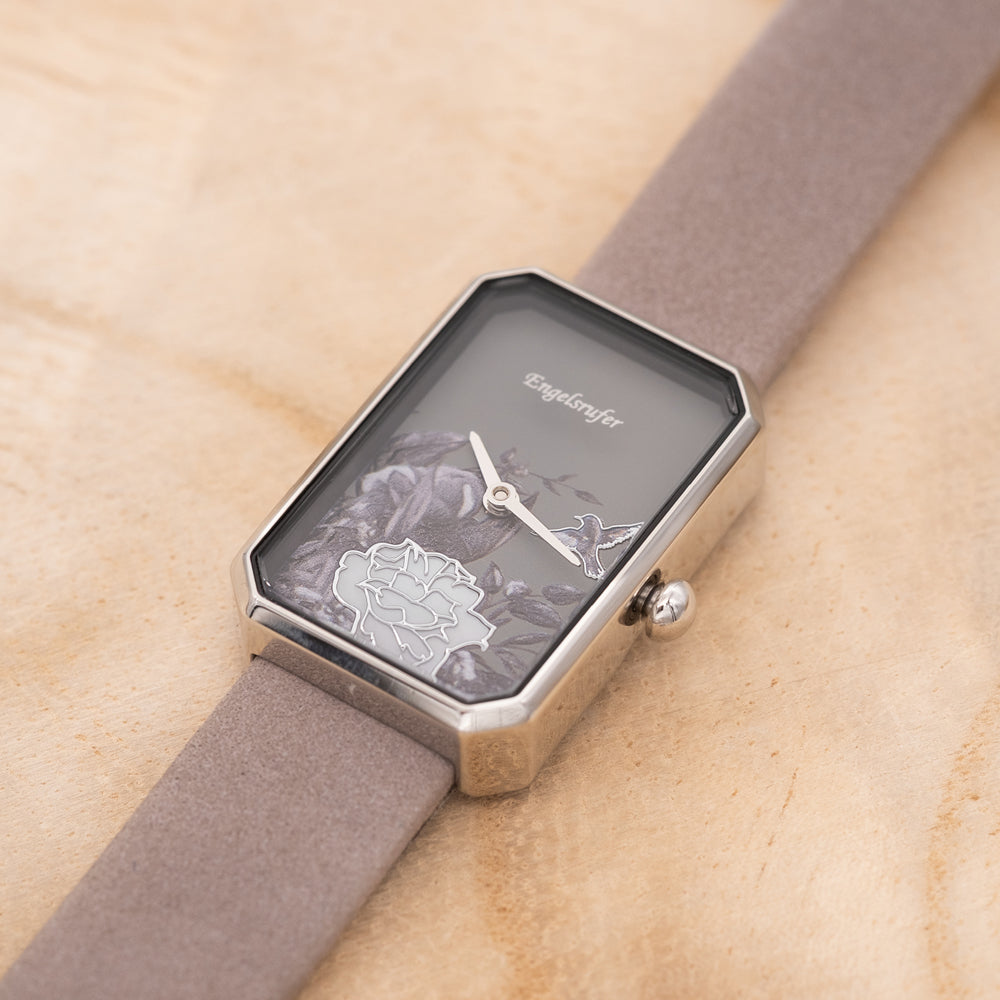 Engelsrufer Blume Orologio Acciaio Cinturino Nubuk Grigio