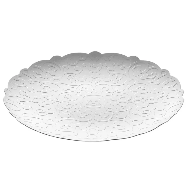 Alessi Dressed Vassoio Rotondo 25 cm Bianco Acciaio Rilievo