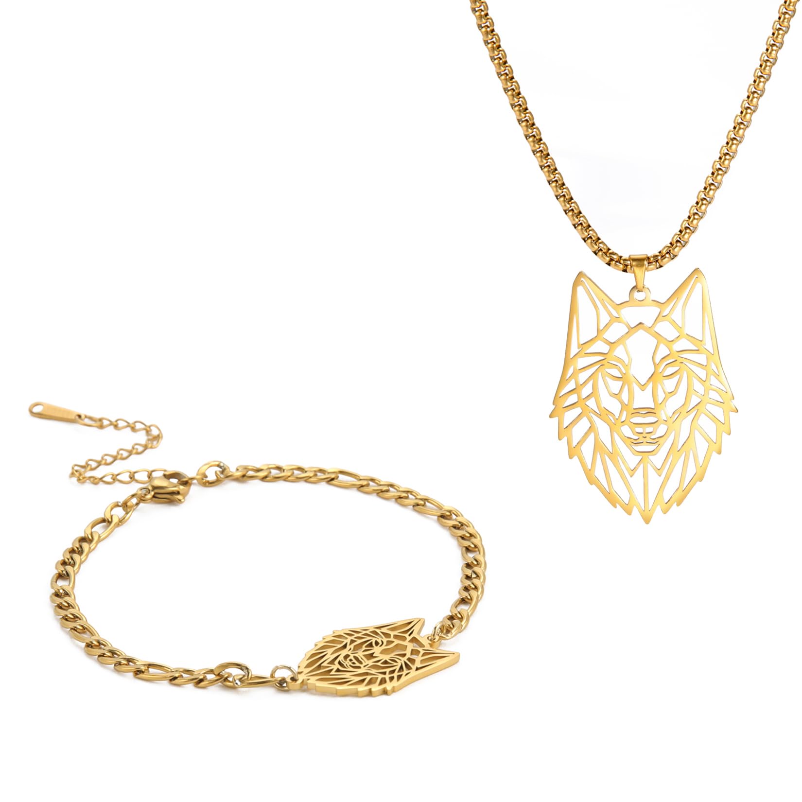 EUEAVAN Bracelets bracciale lupo vichingo argento