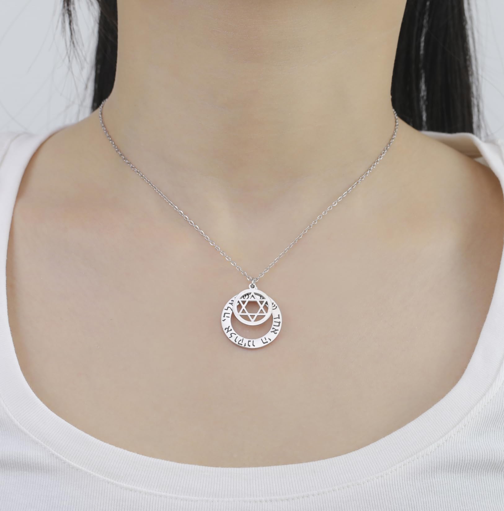 EUEAVAN Necklaces B-Hebrew collana stella di Davide shema