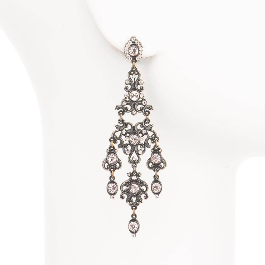 Chic Ad Hoc Orecchini Chandelier Vintage con Cristalli