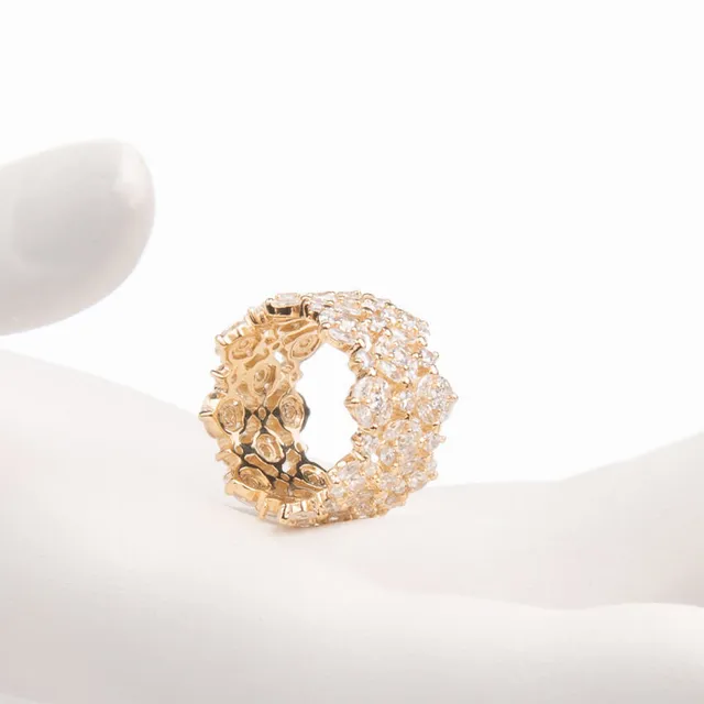 Chic Ad Hoc Anello Fascia Floreale Oro Motivi Fiori
