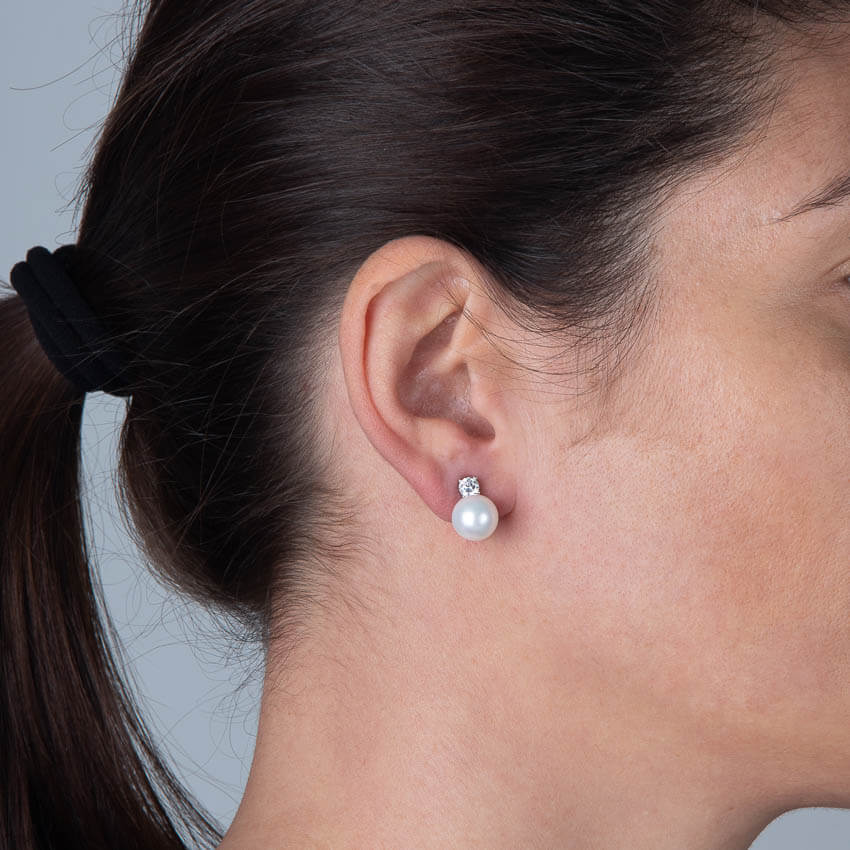 Chic Ad Hoc Orecchino clip perla 10mm zircone bianco