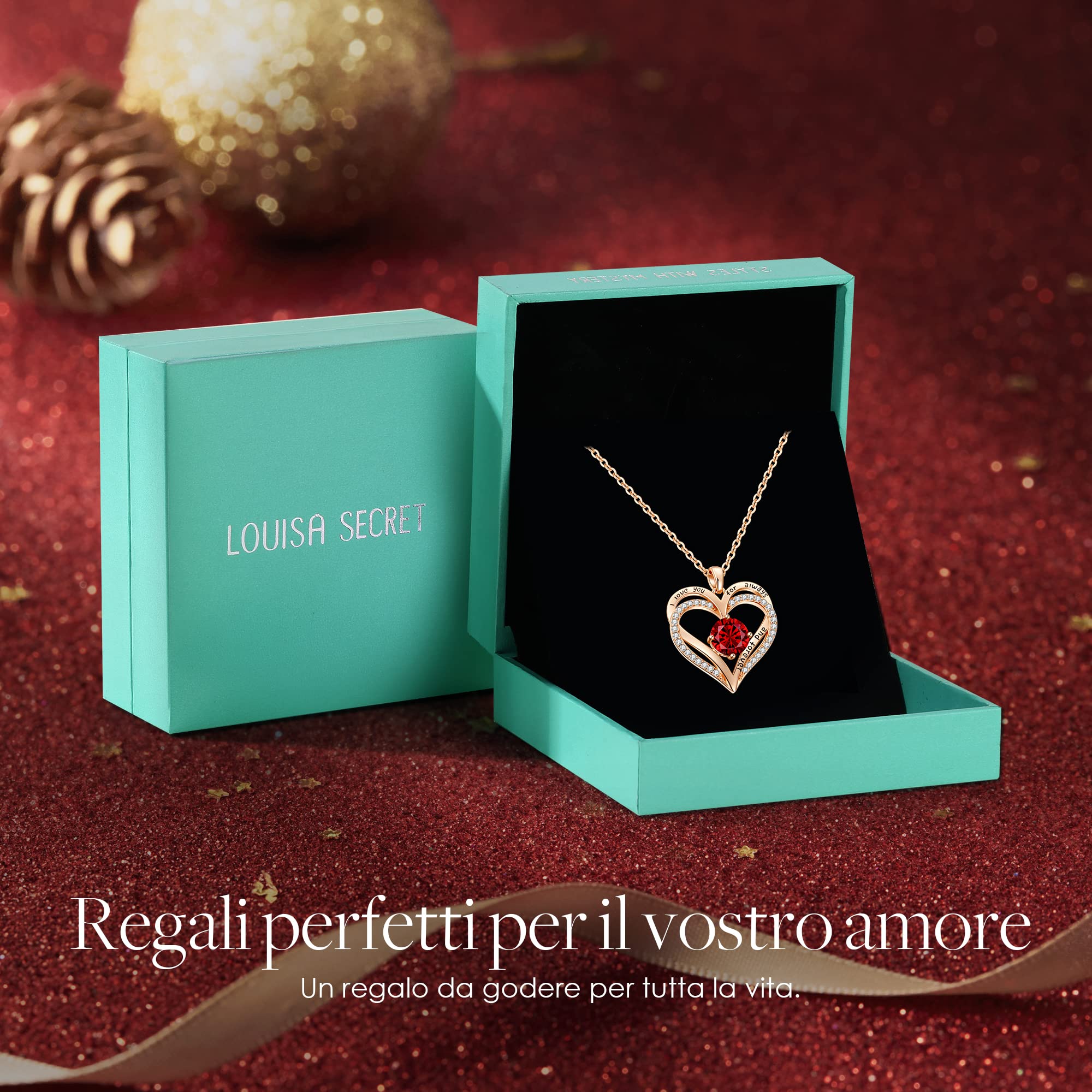 LOUISA SECRET Forever Love Heart collana cuore argento oro rosa mamma