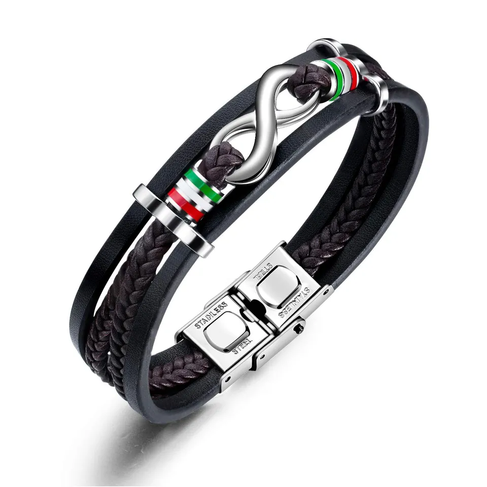 INFINIONLY Fashion Bracelets bracciale uomo pelle infinito