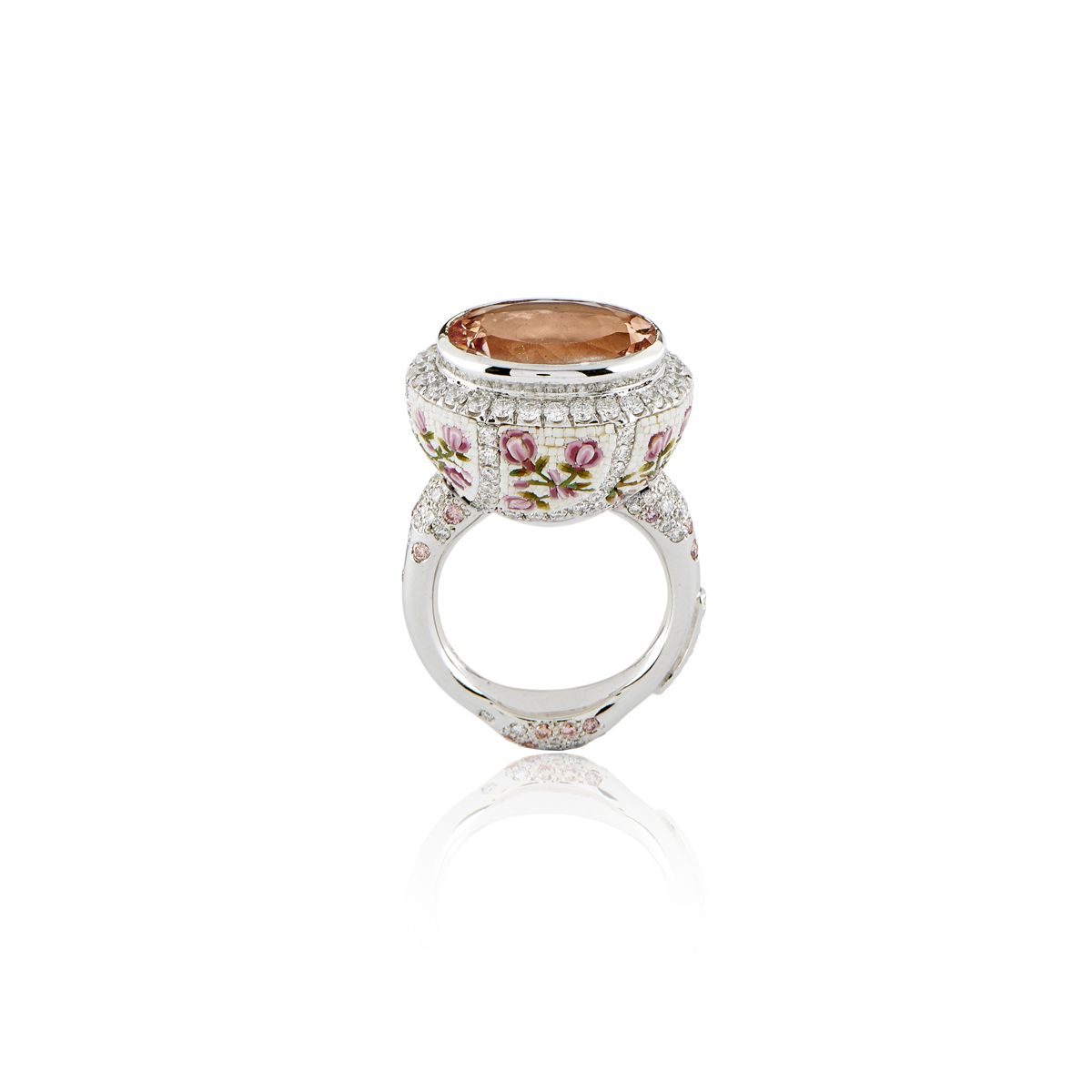 Le Sibille Powder anello oro bianco morganite zaffiri