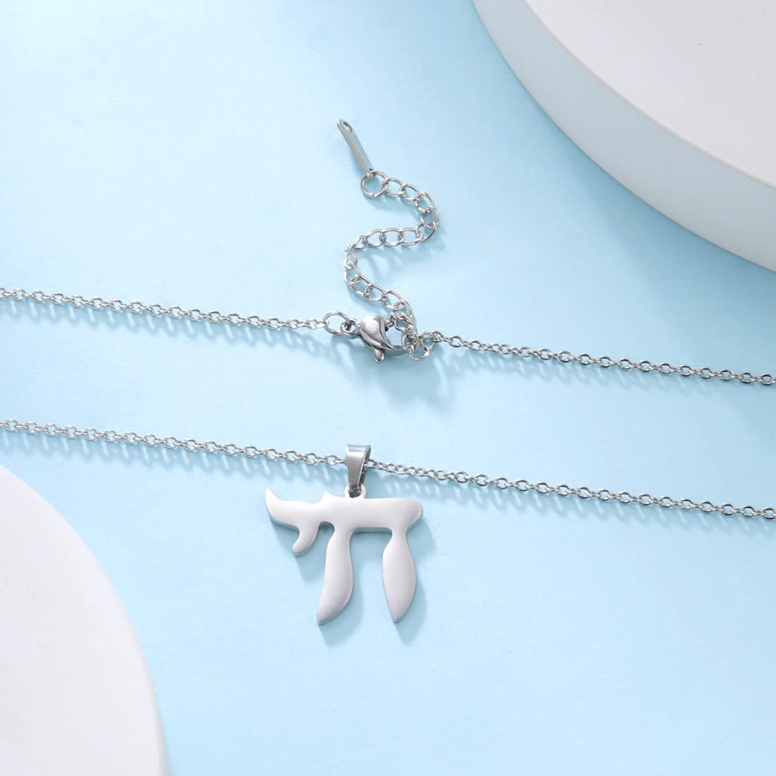 EUEAVAN Necklaces collana chai argento donna simbolo vita