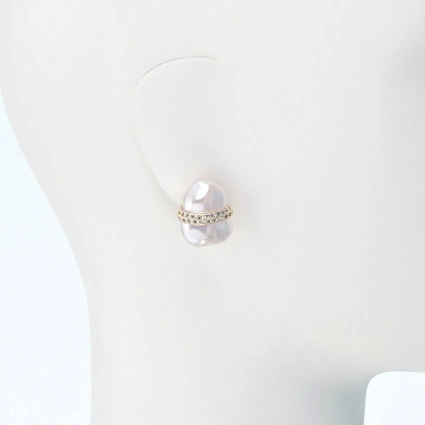 Chic Ad Hoc Orecchini clip orecchino perla oro strass