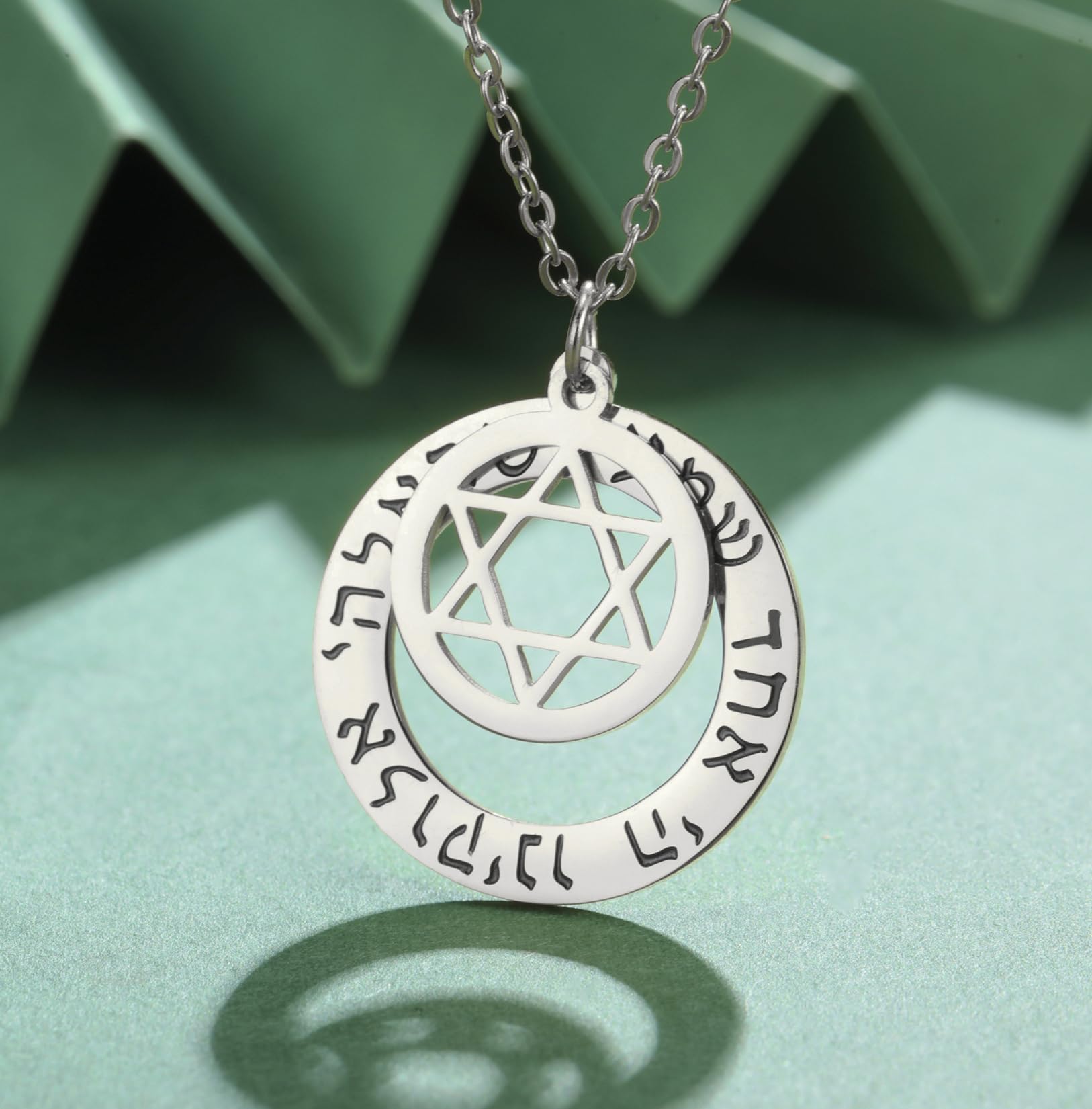 EUEAVAN Necklaces B-Hebrew collana stella di Davide shema