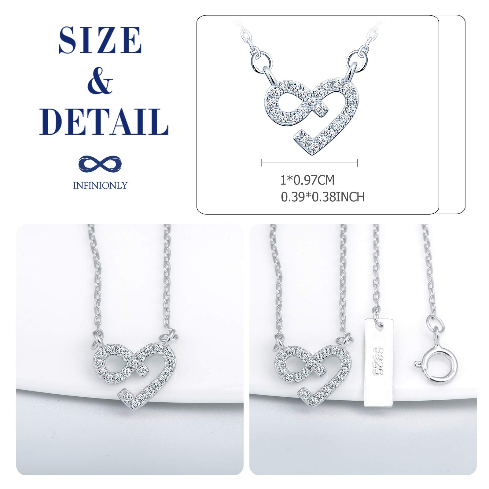 INFINIONLY Fashion Collana argento 925 cuore infinito zirconi