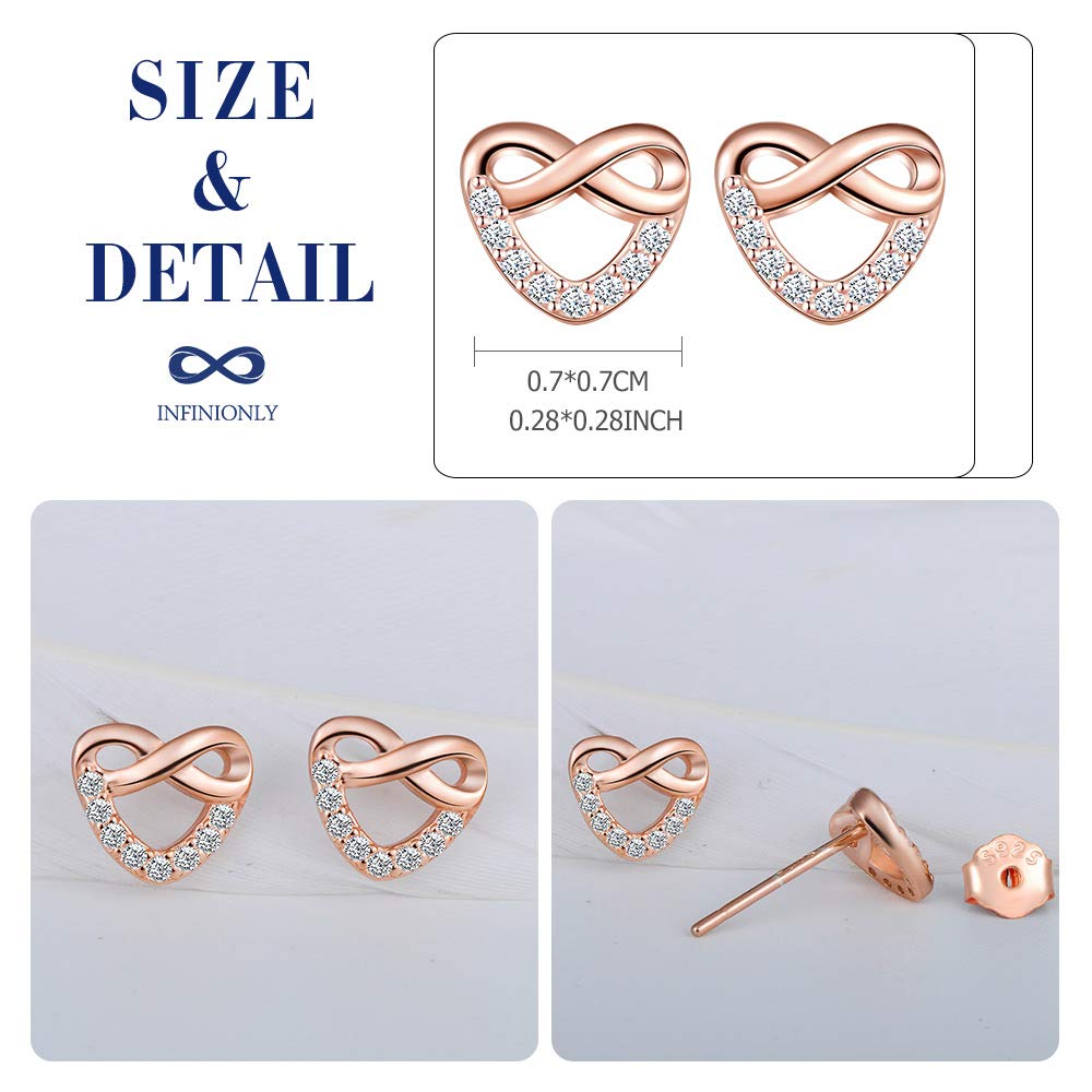 Infinionly Fashion orecchini cuore argento 925 zirconi infinito