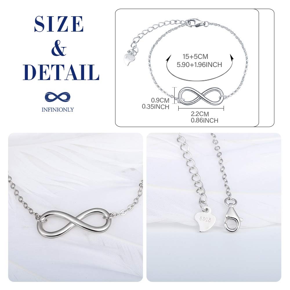 INFINIONLY Bracciale Infinito in Argento 925 Silver Regolabile