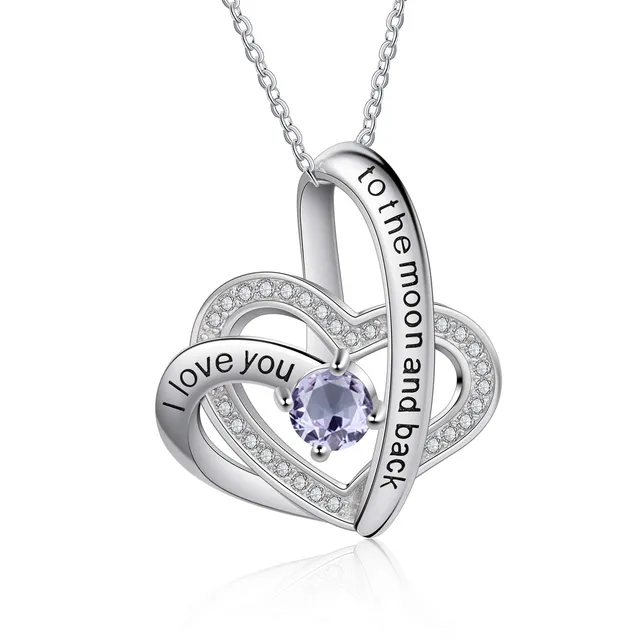 Jessemade Gioielli Collana Argento 925 Cuore Birthstone Zirconi Regolabile