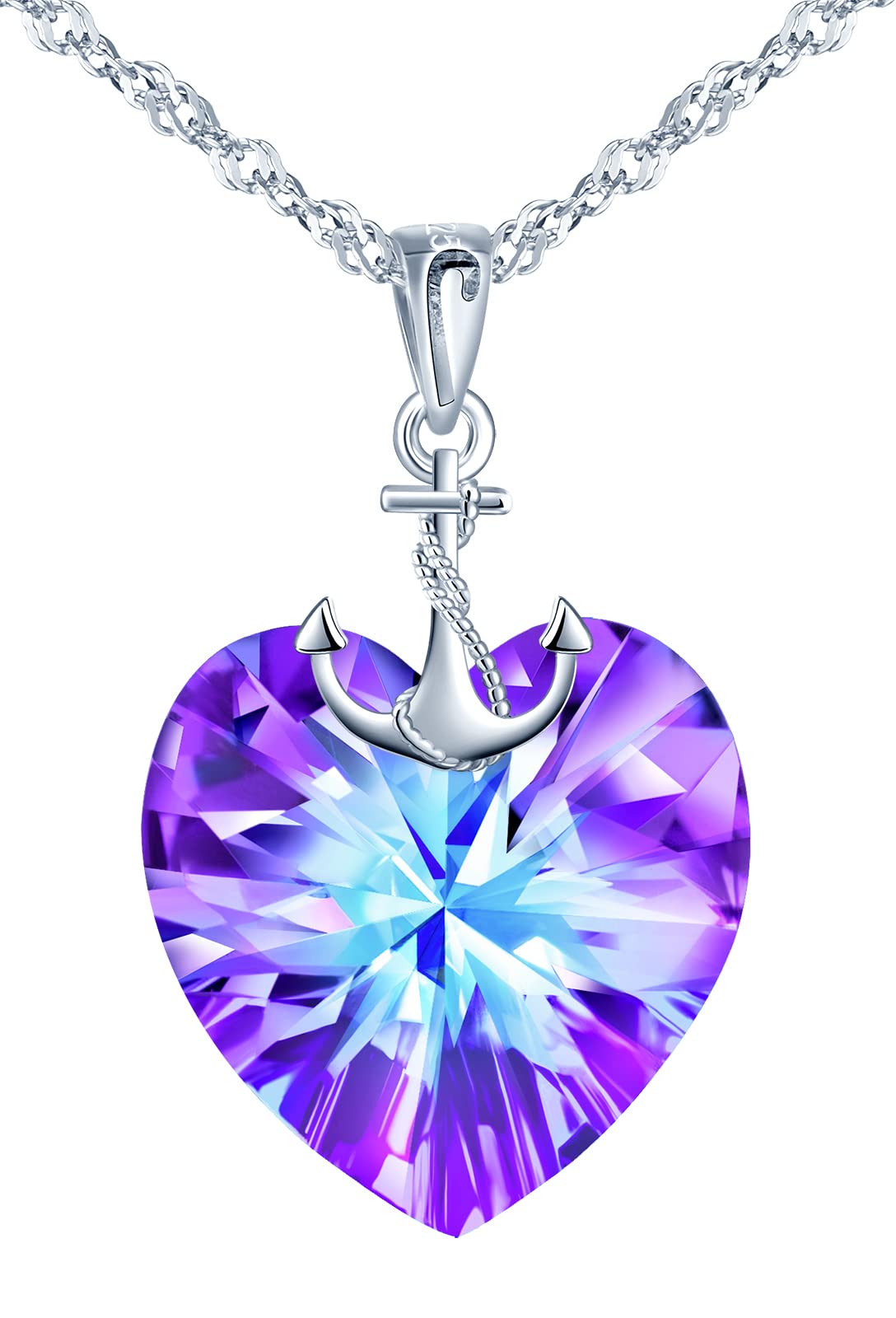 INFINIONLY Fashion Collana Cuore Oceano Gialla 45cm Argento