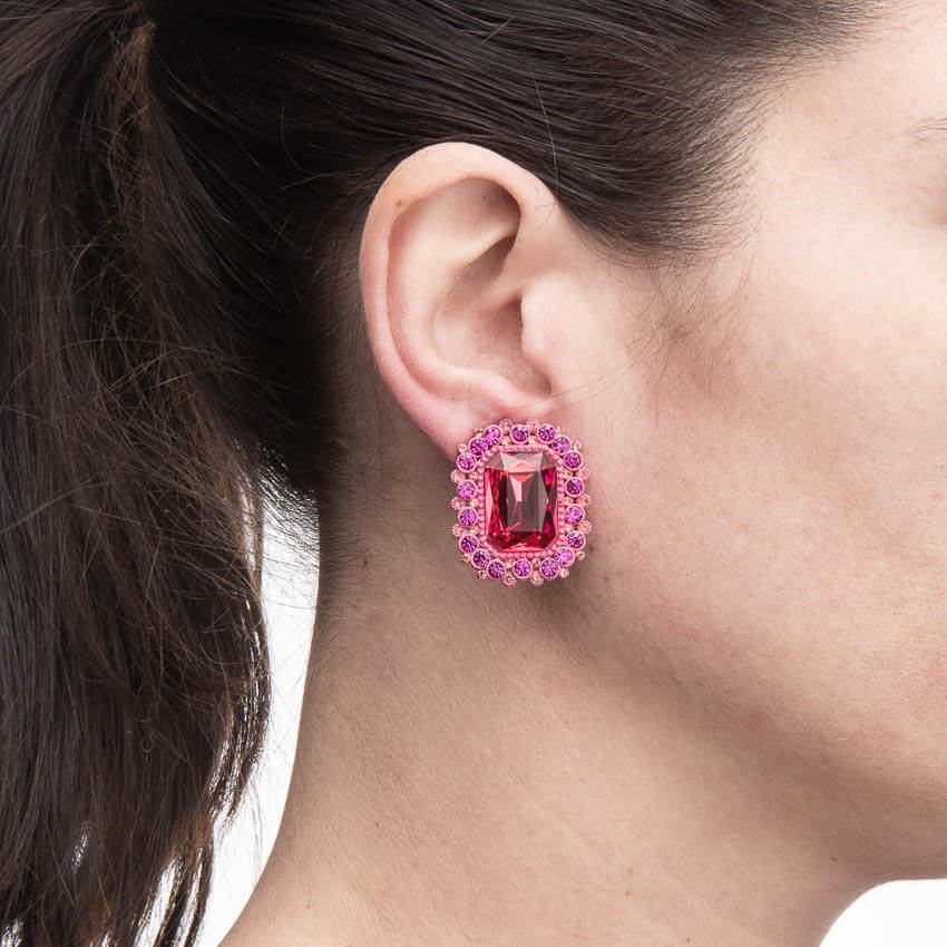Chic Ad Hoc Orecchini cornice fuxia a lobo perno