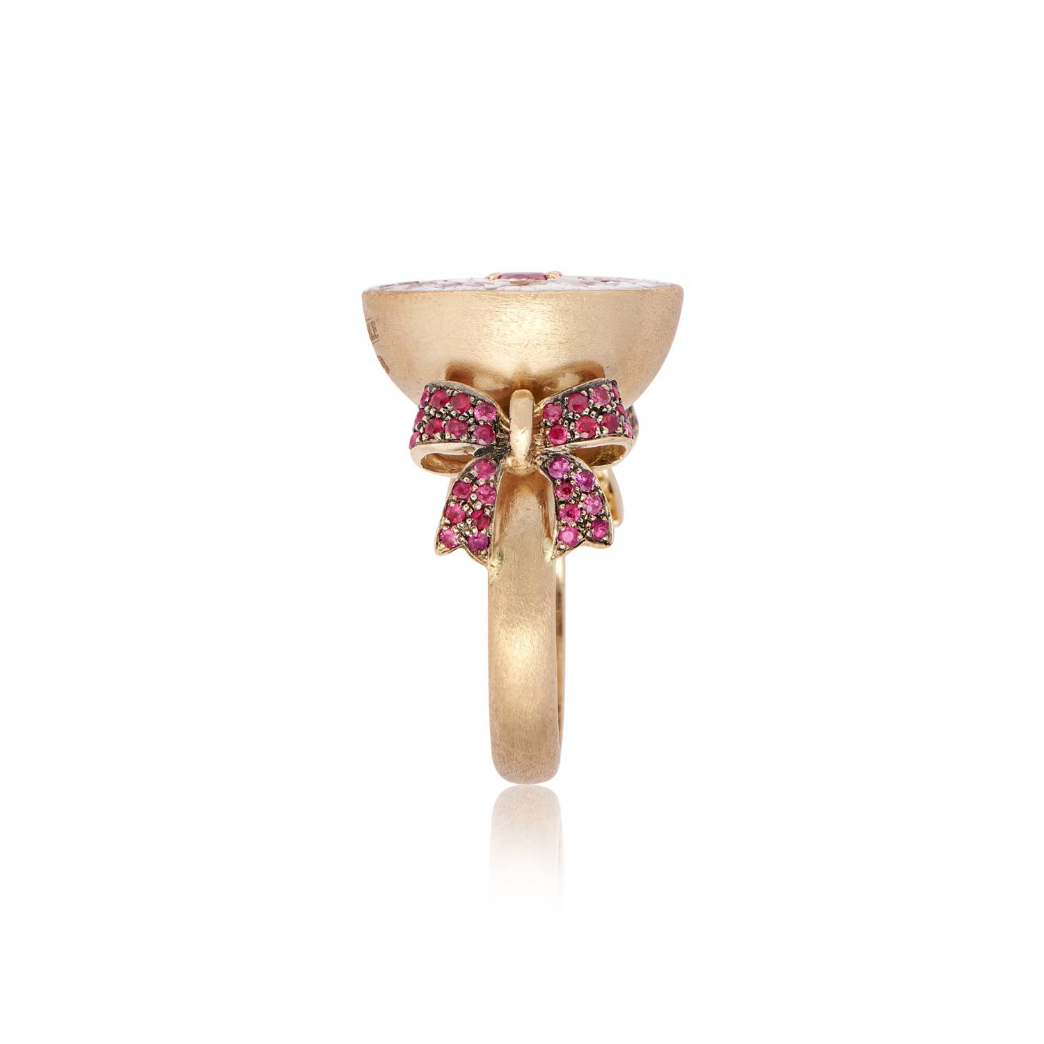 Le Sibille Ribbon Ring anello oro rosa rubini mosaico
