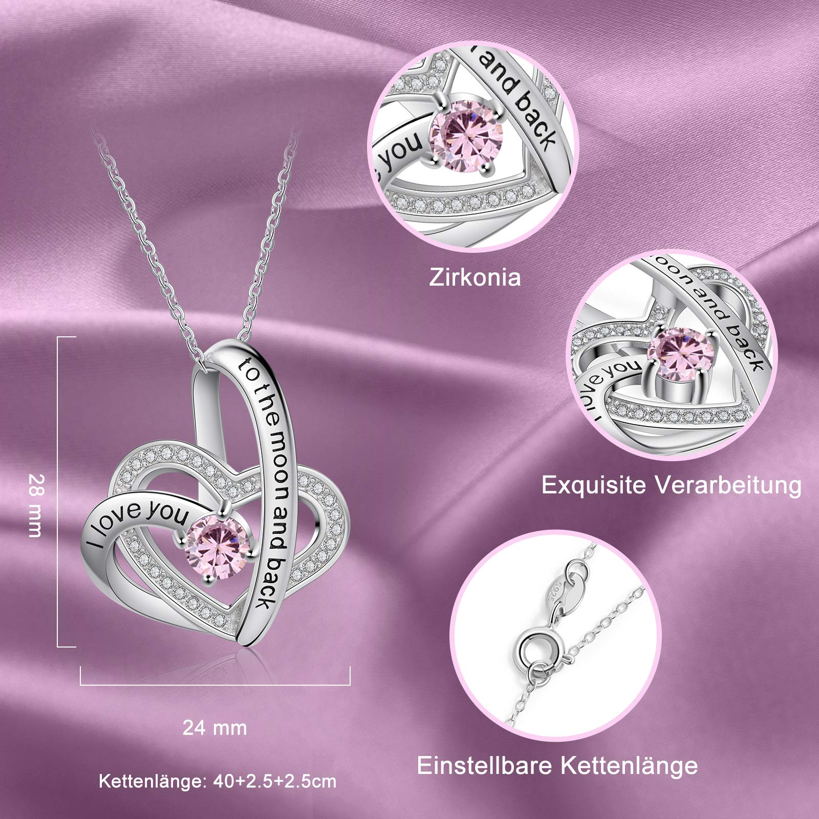 Jessemade Gioielli Cuore Collana Argento Pietra Donna