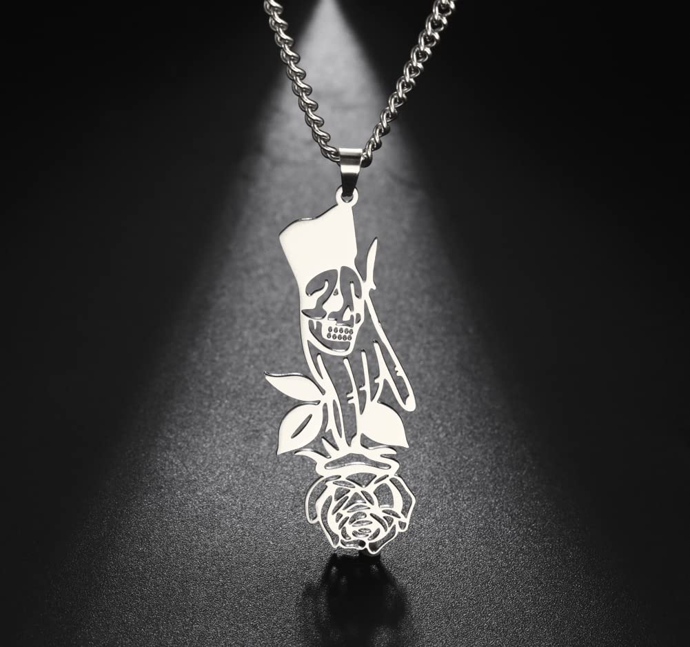 EUEAVAN Necklaces collana teschio rosa gotica girocollo