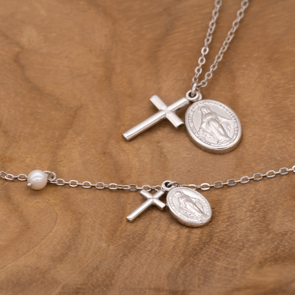 Engelsrufer Maria Bracciale Argento 925 Croce con Perla