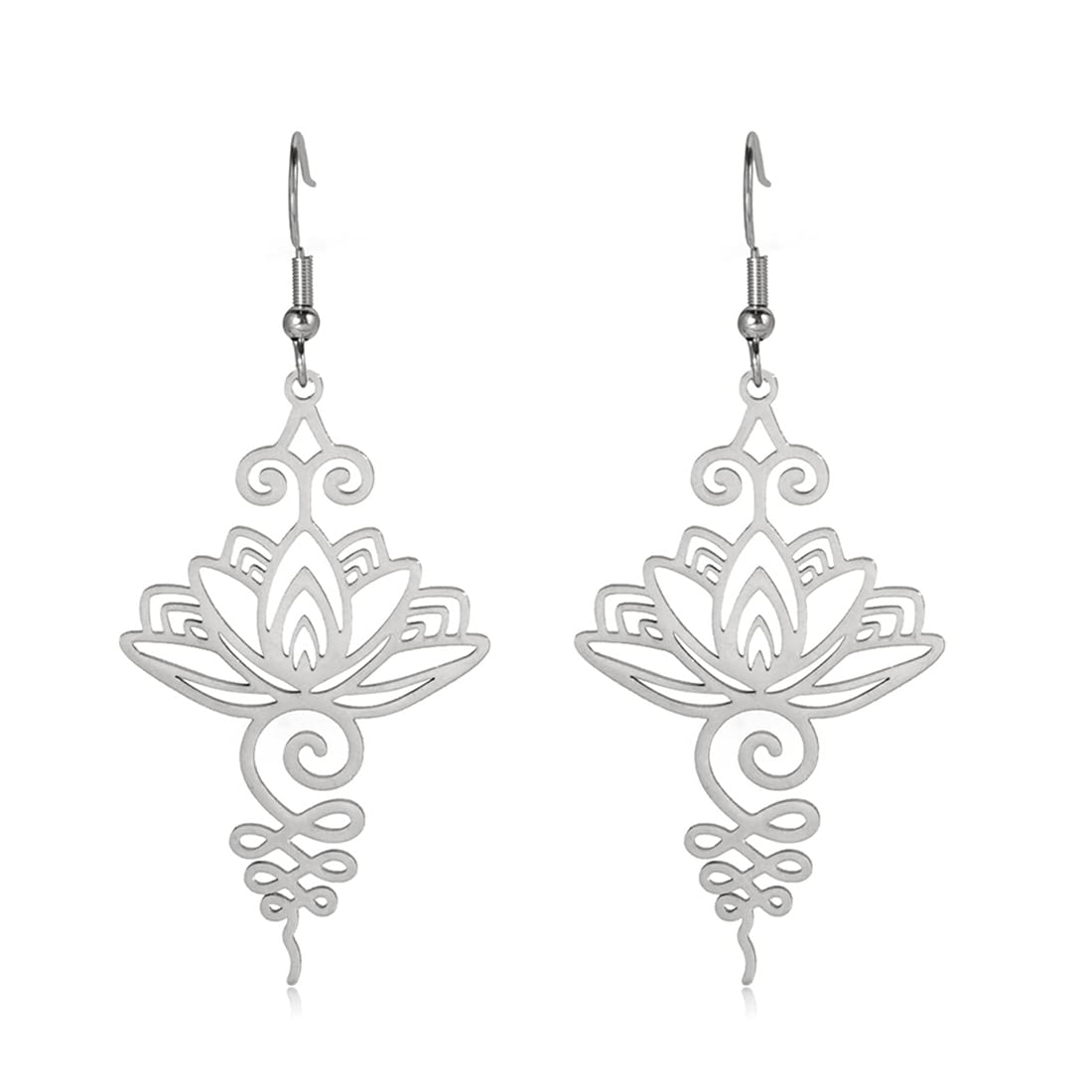 EUEAVAN Earrings orecchini pendenti loto yoga argento
