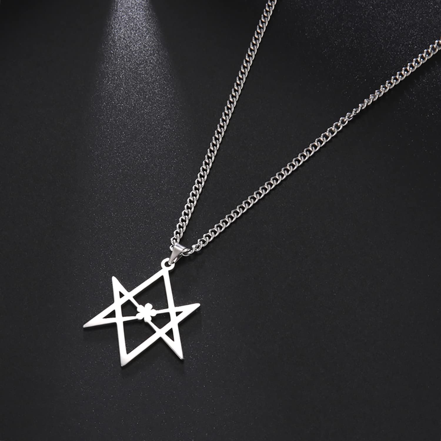 Eueavan Necklaces collana esagramma fiore Argento1
