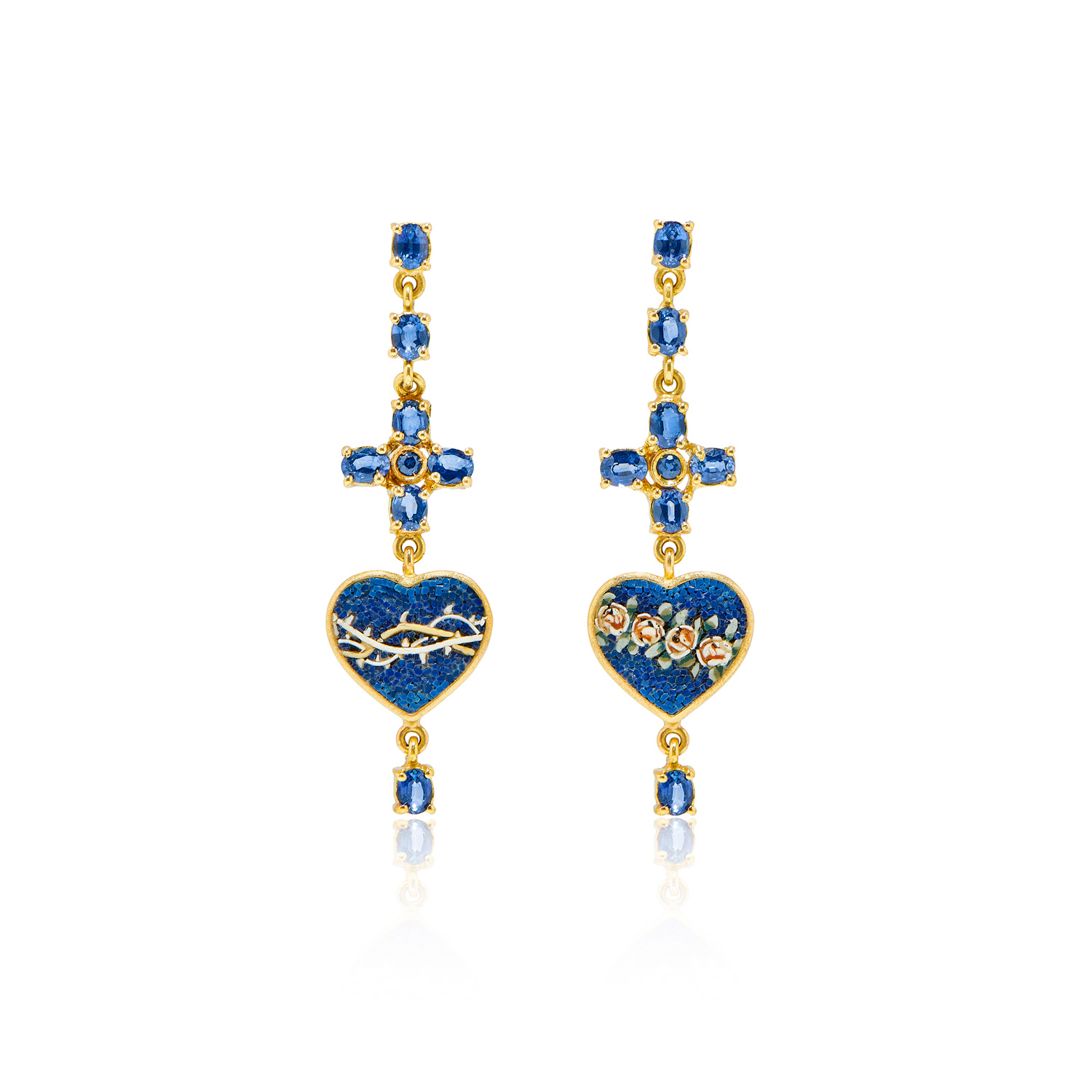 Le Sibille Blue Heart orecchini oro 18kt zaffiri blu 3,20 ct