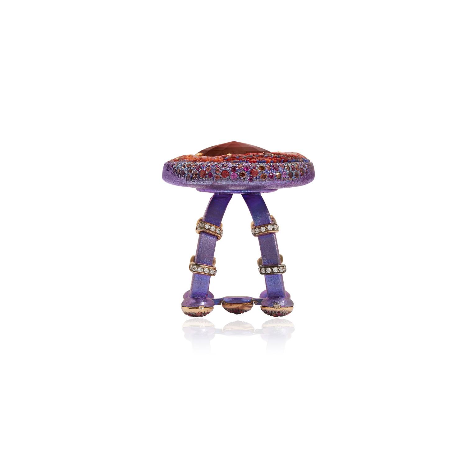 Le Sibille Venus Ring anello oro rosa granato rodolite