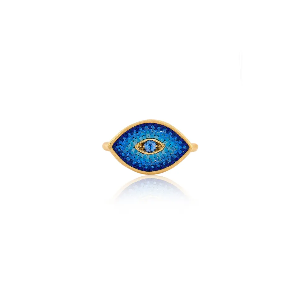 Le Sibille Pixel Anello Oro 18Kt Zaffiri Occhio Sacro