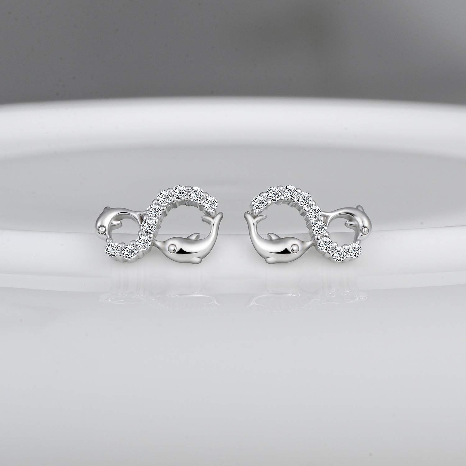 Infinionly Orecchini Delfino Infinito Argento 925 Zirconi Silver