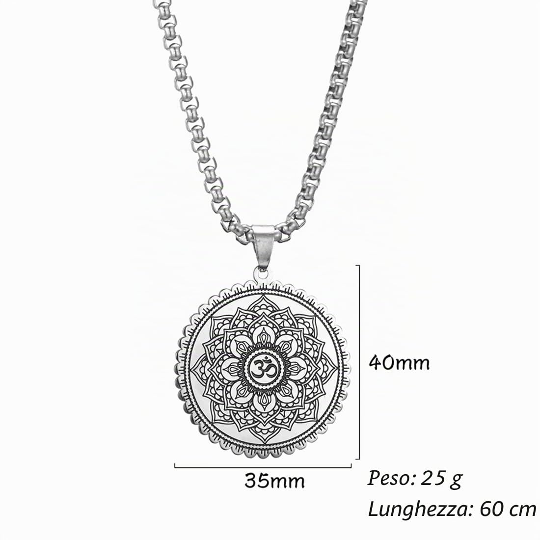 EUEAVAN Necklaces Collana Om Mandala Argento Uomo