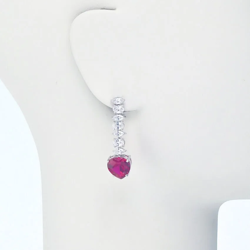 Chic Ad Hoc Orecchini Perno Cuore Argento Rosso Rubino gioiello