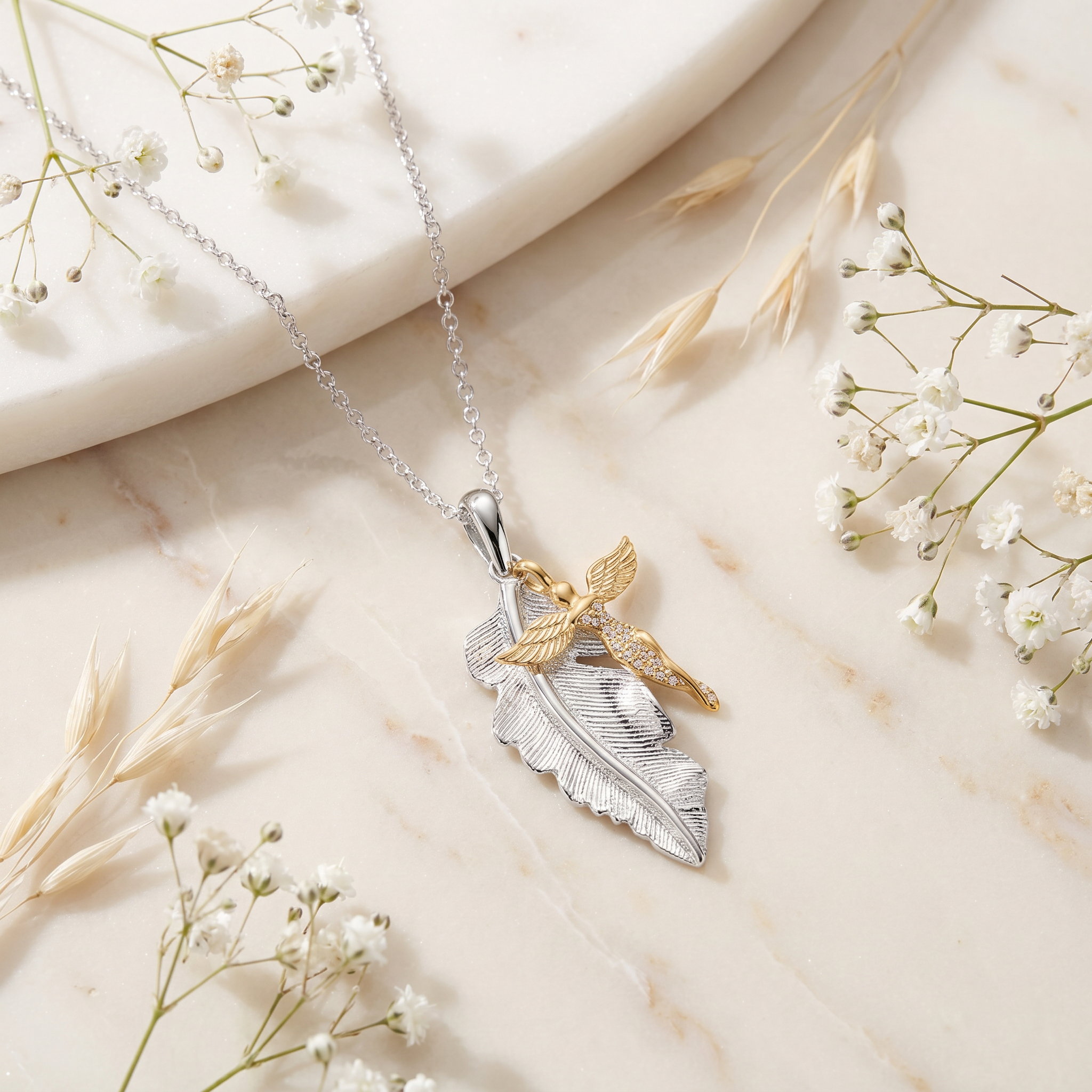 Engelsrufer Schutzengel Collana Angelo Piuma Argento