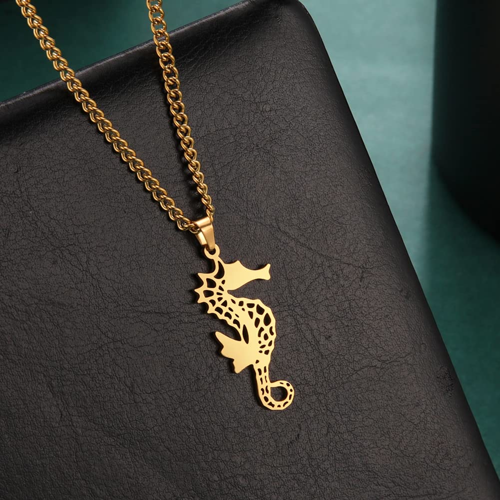 Eueavan Necklaces collana cavalluccio marino oro