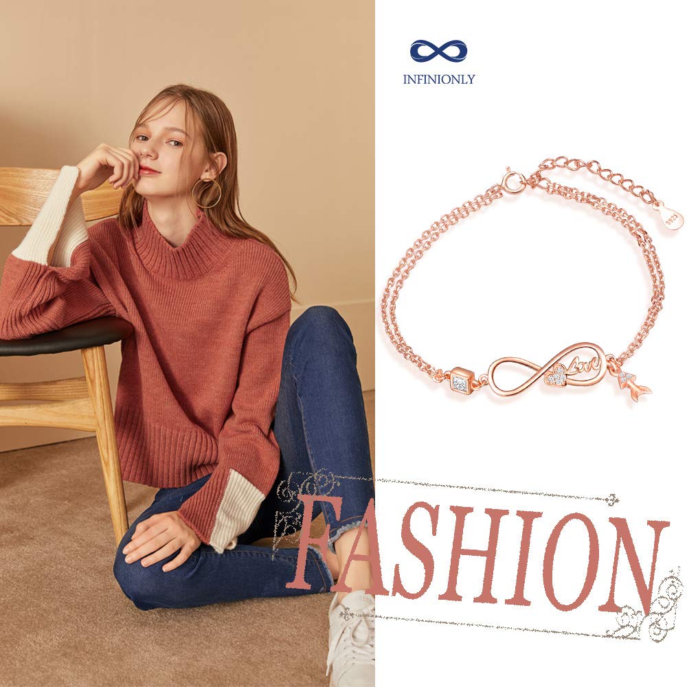 Infinionly Fashion bracciale infinito rose gold argento 925